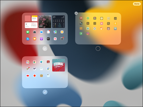 Snapshot of the Dock to view thumbnails of each of your Home screens.