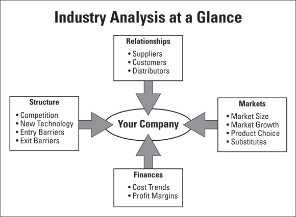 Schematic illustration of the four major components of analyzing an industry.
