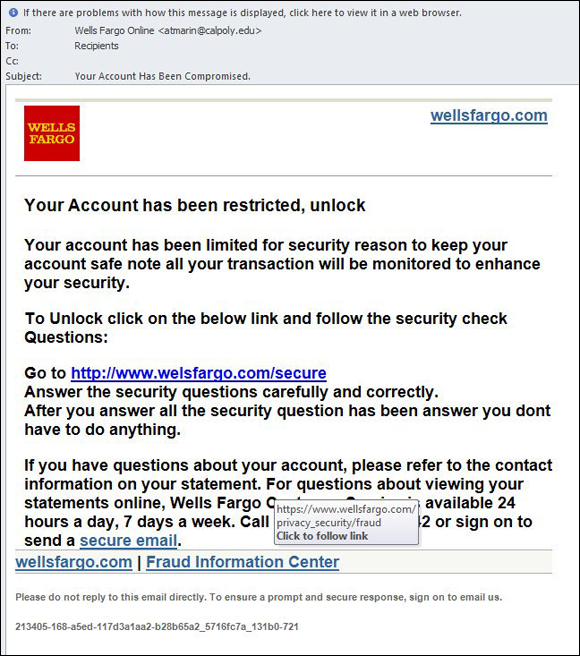 Snapshot shows a phishing email.