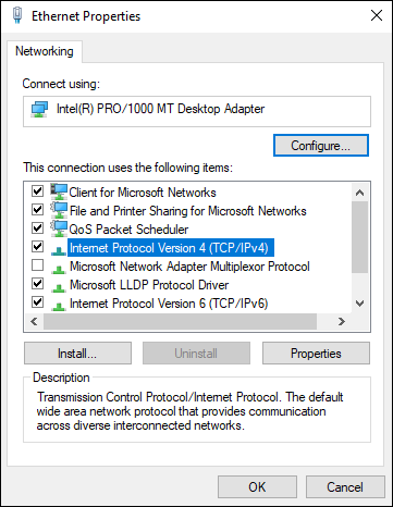 Snapshot of Selecting which network protocol you want to work with in the adapter�s Properties dialog box.