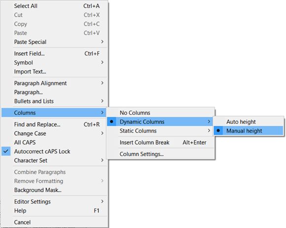 Snapshot shows right-click your way to textual excellence.