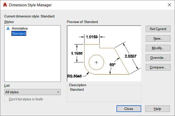 Snapshot shows another manager, one for dimension styles.