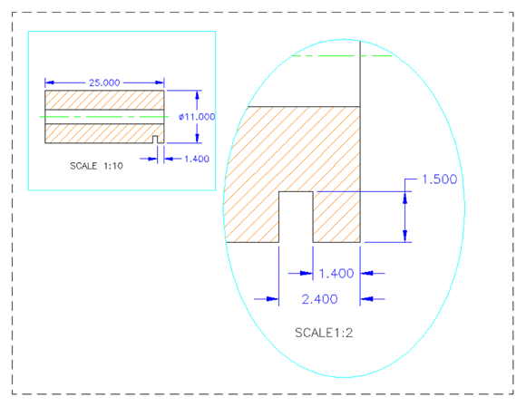 Snapshot shows a drawing with a detail at another scale.