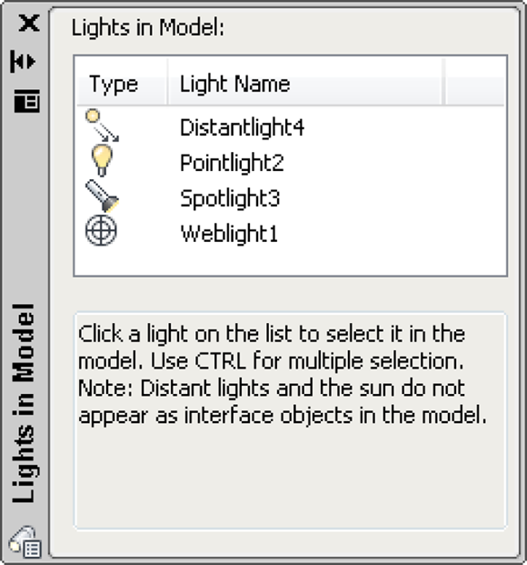 Snapshot shows the lights list.