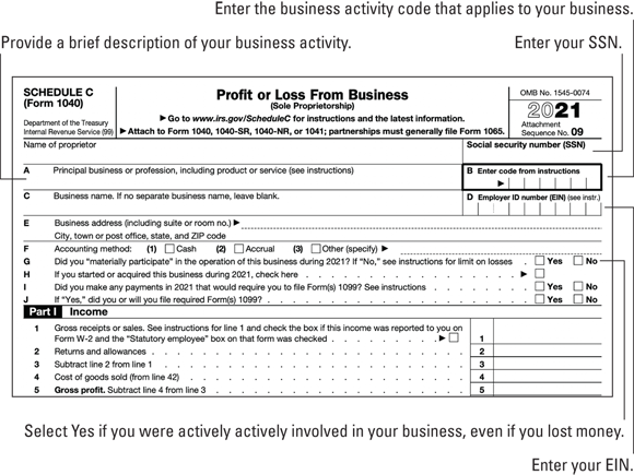 An illustration of Use a Schedule C to file your side-hustle taxes for a sole proprietorship or single-member LLC.