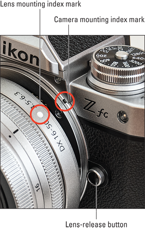 Snapshot shows Position the lens so that its mounting index aligns with the one on the camera.
