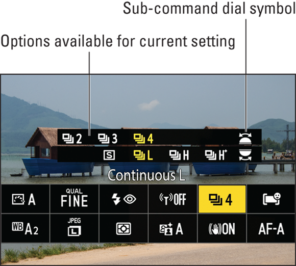 Snapshot shows choosing to view all available settings on the initial i menu screen, as shown here.