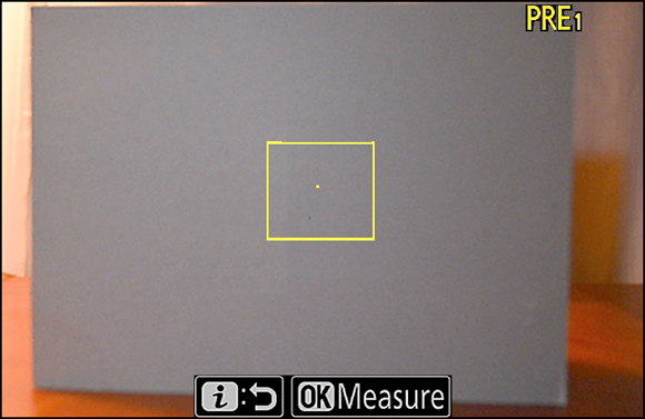 Snapshot shows that when you see the flashing PRE symbol, press OK to take the reference shot.