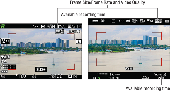 Snapshot shows the symbol reports the Frame Size/Frame Rate and Video Quality settings.