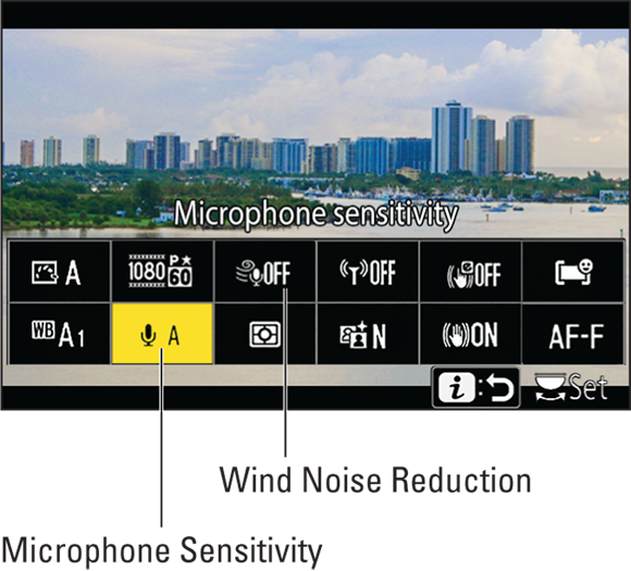 Snapshot shows adjust two audio settings via the i menu.