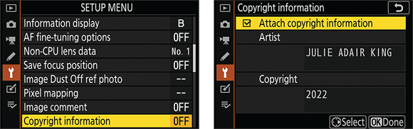 Snapshots show storing a text comment up to 36 characters long in the file metadata.