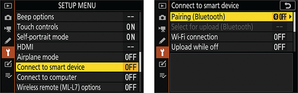 Snapshots show Choose Connect to Smart Device and then choose Pairing (Bluetooth).