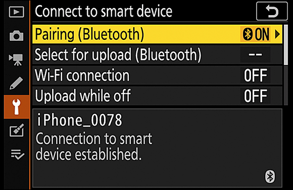 Snapshots show when you see this screen, the Bluetooth connection was successful.