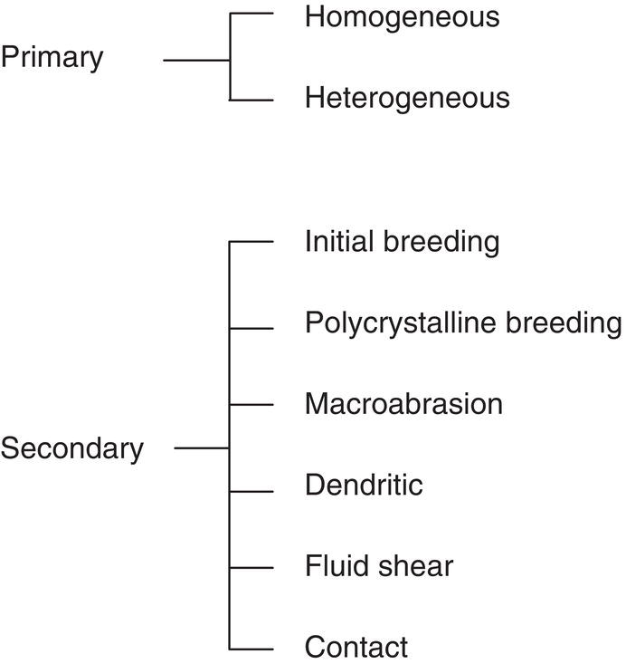 Schematic illustration of mechanisms of nucleation.