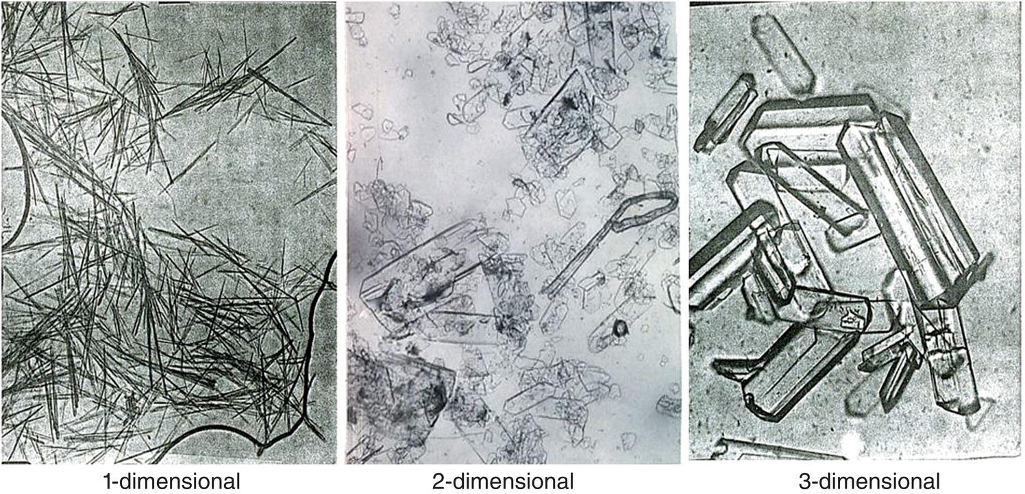 Schematic illustration of typical crystal shapes.