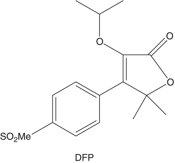 Schematic illustration of chemical structure of DFP, an API candidate utilizing impinging jet crystallization technology.