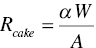 upper R Subscript c a k e Baseline equals StartFraction alpha upper W Over upper A EndFraction