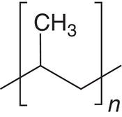 Schematic illustration of chemical structure of Polypropylene (including polyethylene, etc.).