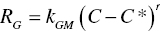 upper R Subscript upper G Baseline equals k Subscript upper G upper M Baseline left-parenthesis upper C minus upper C asterisk right-parenthesis Superscript r