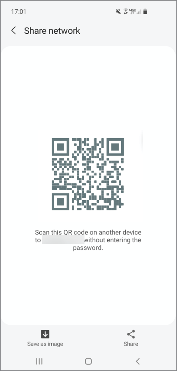 Snapshot shows the option to share a passphrase credential via QR code from an Android phone