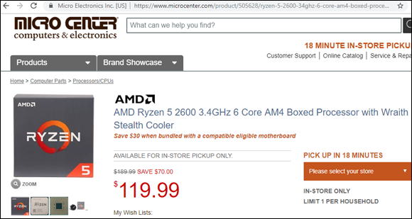 Screenshot of a window displaying an AMD CPU that would be suitable to run a GPU mining rig, which comes with a fan.