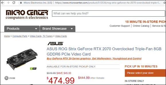 Screenshot of a window displaying an ASUS GPU card popular among miners.