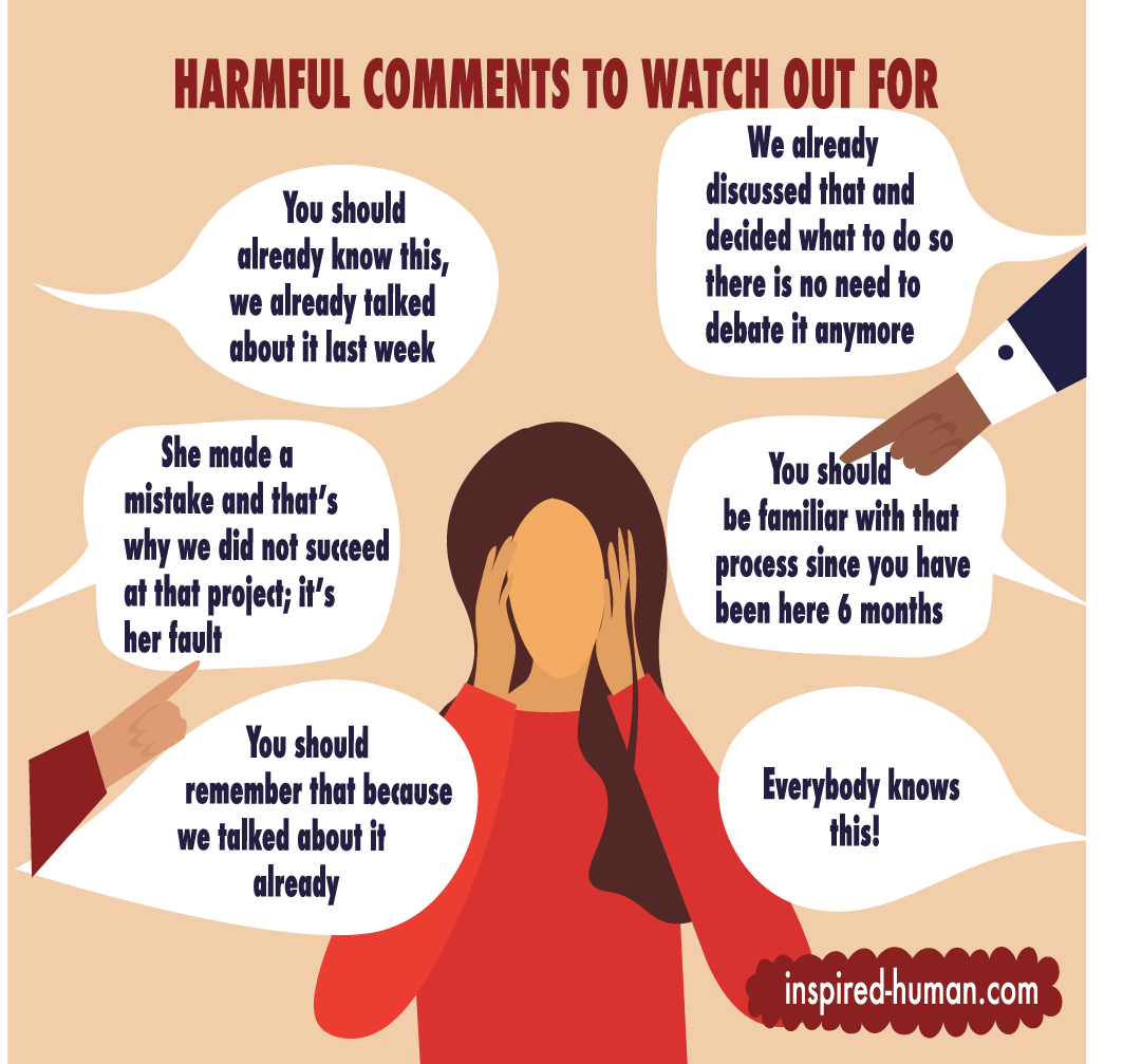 Schematic illustration of harmful comments to watch out for.