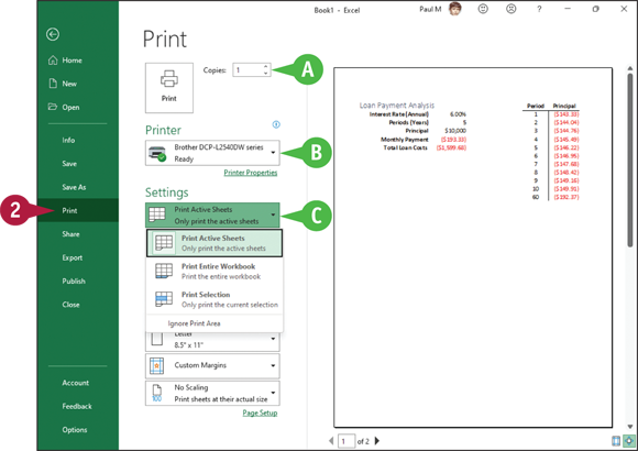 Snapshot of printing a file.