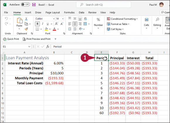 Snapshot of selecting cells in a excel.