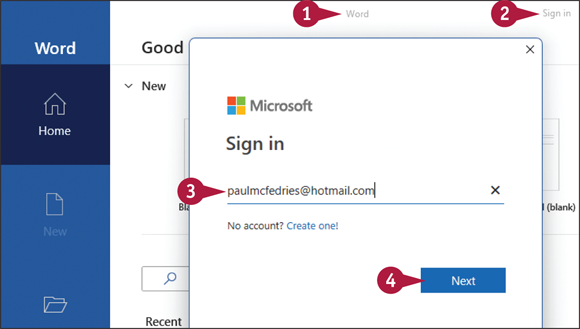 Snapshot of sign into microsoft app.