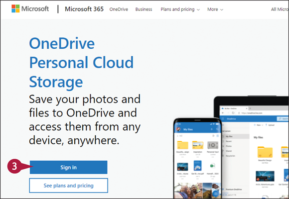 Snapshot of onedrive home page.