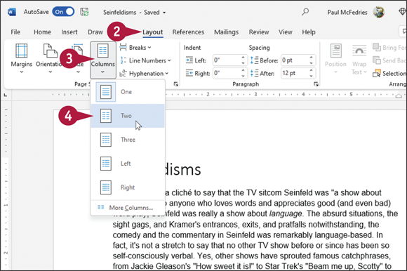 Snapshot of create quick columns.