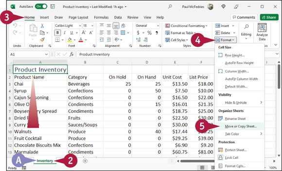 Snapshot of move or copy worksheet.