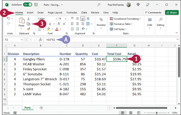 Snapshot shows the table of entries and dragging the formula.