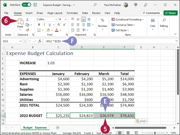 Snapshot shows the total values.