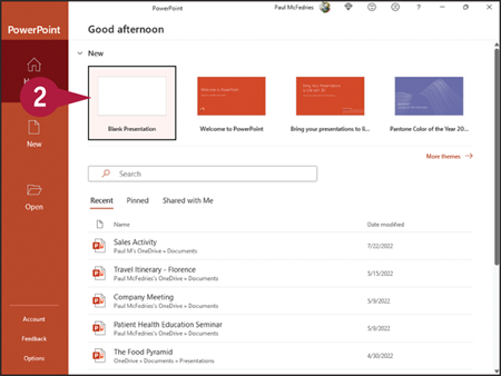 Snapshot of creating a blank presentation.