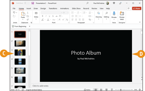 Snapshot of powerpoint creates the slideshow as a
new presentation file.