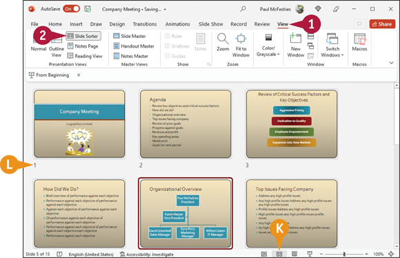 Snapshot of using slide sorter view.