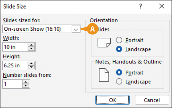 Snapshot of establish a size for my slides.