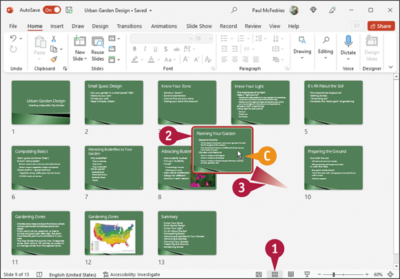 Snapshot of move in slide sorter view.