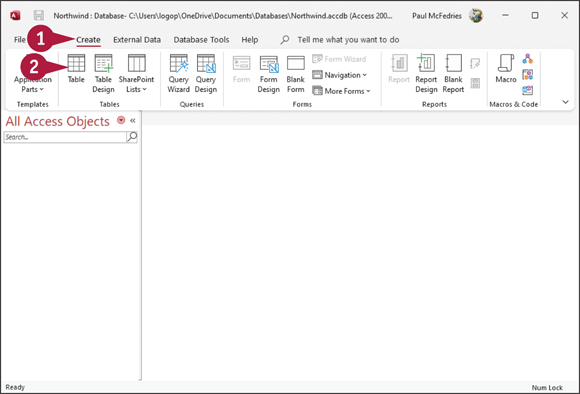 Snapshot of create a new table.