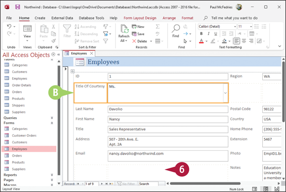 Snapshot of Click anywhere outside the field
label and contents to deselect
them.