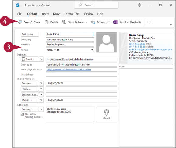 Snapshot of people card
fields in an editable format.