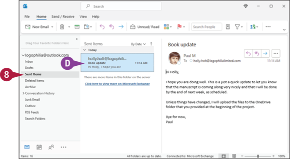 Snapshot of outlook places the message in
your Outbox.