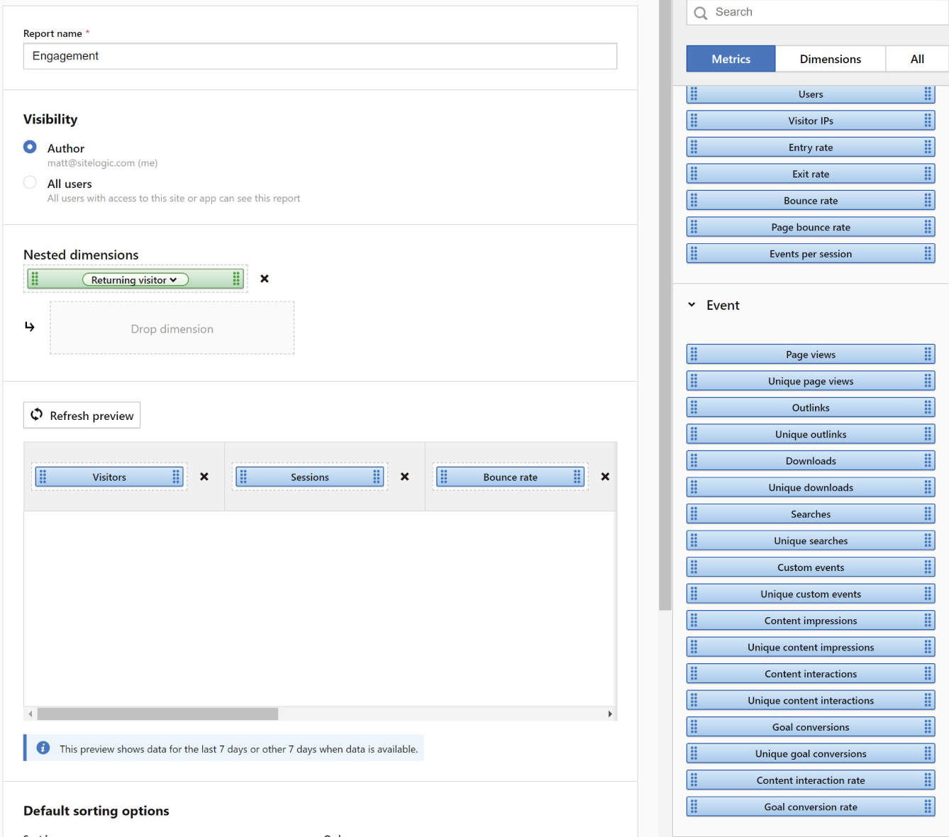 Schematic illustration of Piwik Pro: Custom Reports, Events