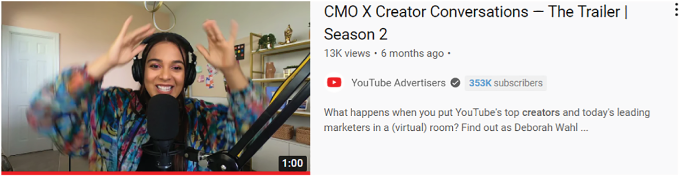 Snapshot of CMO X Creator Conversations, the Trailer Season 2