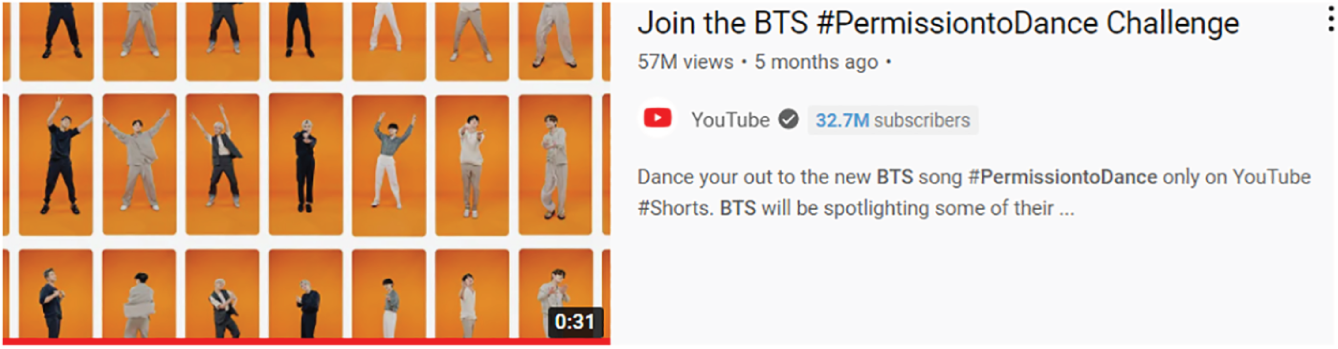 Snapshot of Join the BTS PermissiontoDance Challenge