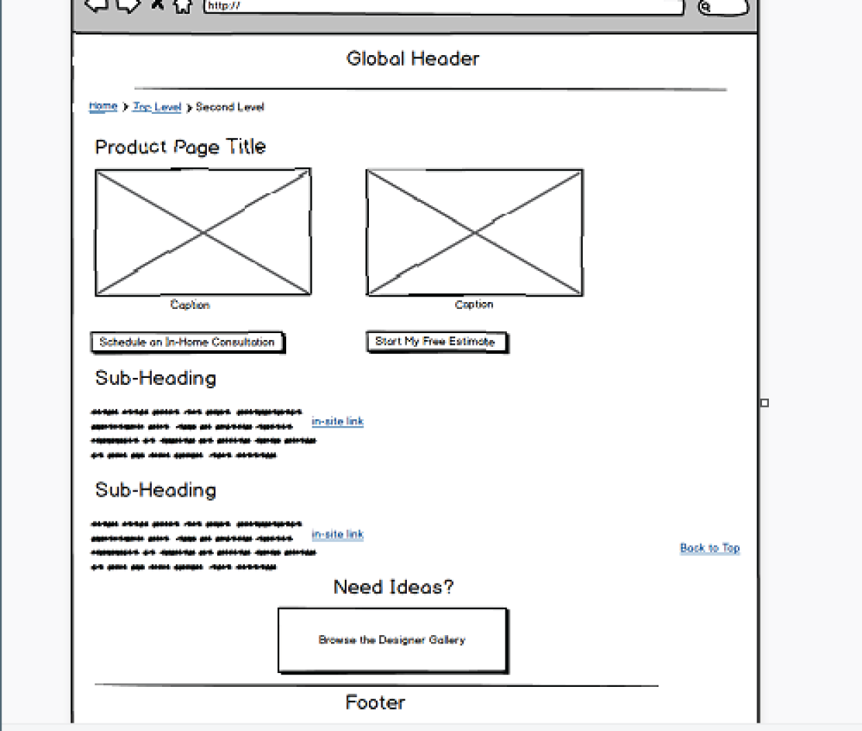 Snapshot of Example mockup for a landing page