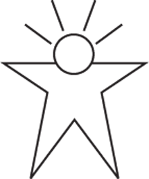 Schematic illustration of a star person indicates people and can show connections between individuals or groups and ideas.