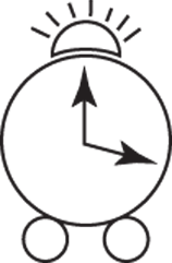 Schematic illustration of a clock can show time for completing a project or the next steps.